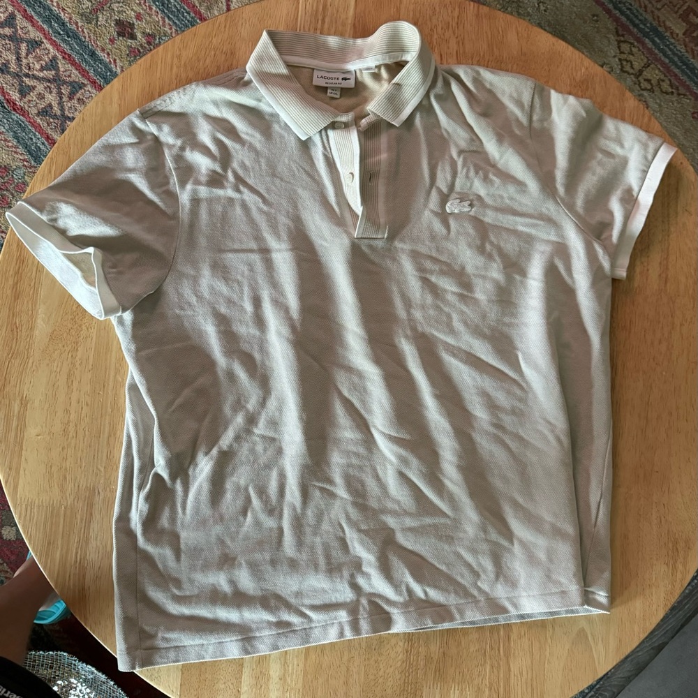 Lacoste Men’s Polo XL, just isn’t long enough for me. Ignore wrinkles
